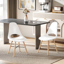 Set 2 Sedie da Pranzo in Stile Nordico con Schienale Curvato in Plastica e Legno Bianco 