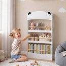 Libreria Montessoriana per Bambini 3-8 Anni a Forma di Orso 50x15x97 cm con 4 Ripiani in Legno Bianco      