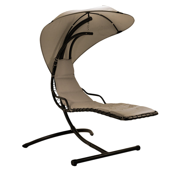 acquista Dondolo da Giardino Pensile in Metallo con Cuscino e Parasole 120x175x220cm Pendent Beige