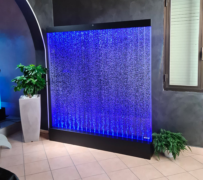 Muro d’Acqua con Bolle Verticali 180x200 cm in Plexiglas con LED Perlage Corallo Gigante