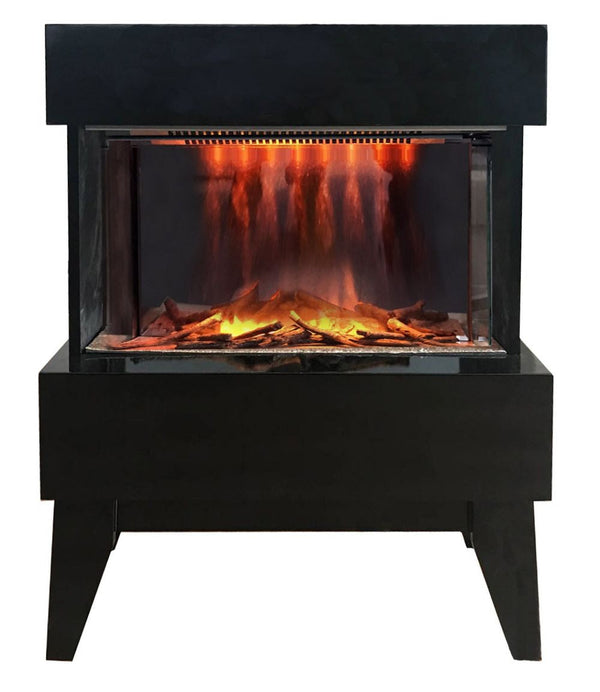 sconto Camino Elettrico da Pavimento Effetto Fiamma 2000W CheminArte Vidrio Nero