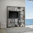 Libreria Moderna 5 Ripiani con Pannello per TV 178x36x204 cm in nobilitato Grigio