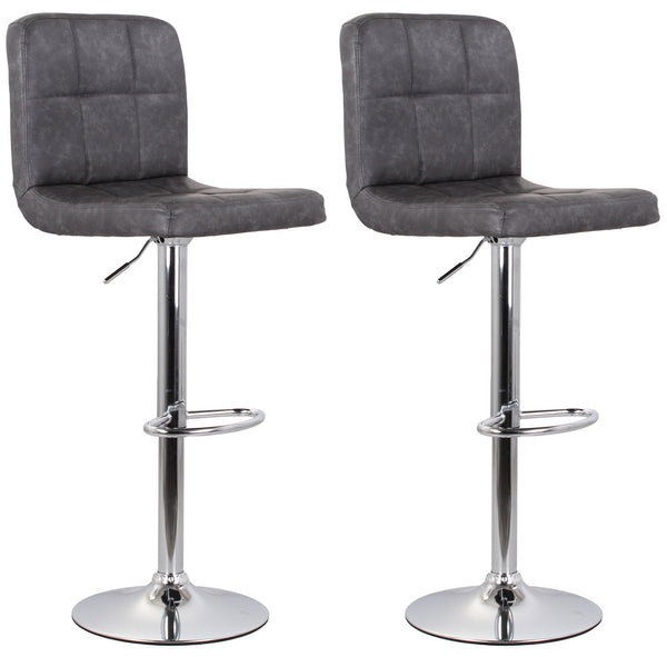 sconto Set 2 Sgabelli 44x38x63/82 cm in Ecopelle con Base Cromata Grigio