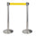 2 Colonnine Tendinastro 3 metri in Acciaio Inox Spazzolato Ø36x101 cm Nastro Giallo
