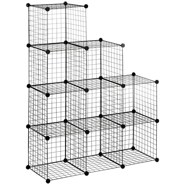Libreria a 9 Cubi in Rete 35x35x35 cm con Pannelli in Acciaio e Polipropilene Nero sconto