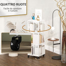 Libreria Moderna a 3 Ripiani 35x35x99 cm con Ruote in Metallo a Rete Bianco  