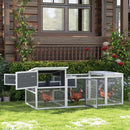 Pollaio da Giardino con Nido per Cova e Area Esterna 214x101x 91,5 cm Grigio  