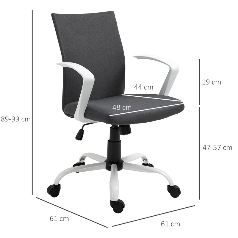 Sedia da Ufficio Ergonomica Girevole 61x61x89-99 cm in Poliestere Effetto Lino Grigio Scuro 