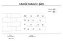 Libreria Modulare 4 Ripiani 150x144x38 cm Cemento/Ossido Bianco