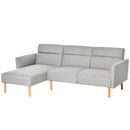 Divano Letto Angolare 207x107x60,5 cm con Penisola in Legno e Tessuto Grigio Chiaro