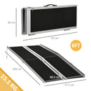 Rampa Pieghevole per Sedia a Rotelle 183x73.5 cm con Rivestimento Antiscivolo e Bordi di Sicurezza in Alluminio Nero      