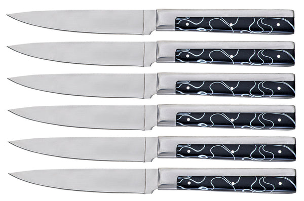Set 6 Coltelli da Tavola Lama Liscia in Acciaio Inox Samurai Nero acquista