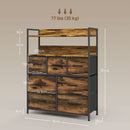 Cassettiera Stile Industriale con 7 Cassetti in Tessuto Rimovibili 79x29x101 cm Struttura in Legno e Acciaio Marrone e Nero   