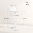 Set 2 Sgabelli da Bar con Schienale Altezza Regolabile 76,5-97,5 cm in PP Bianco