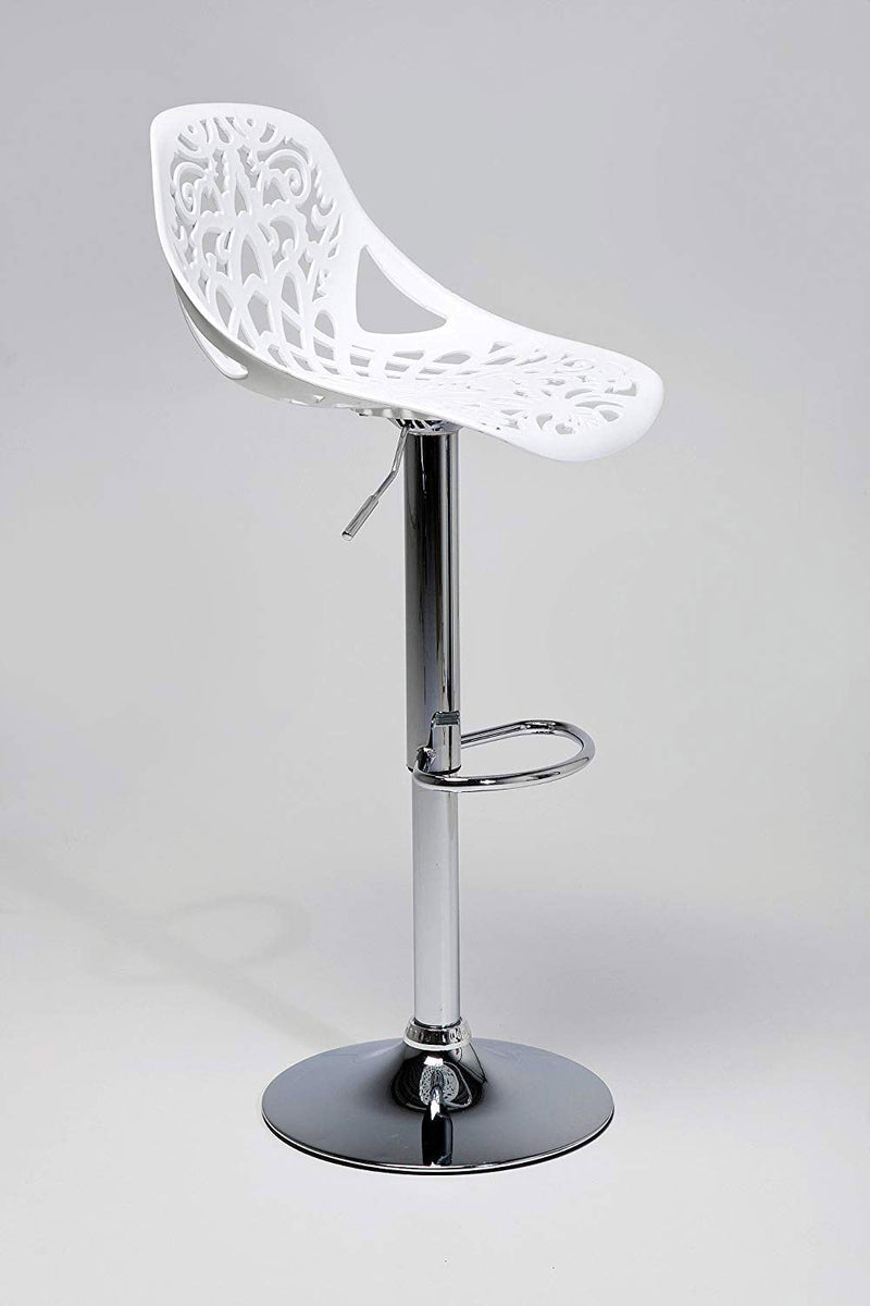 Sgabello con  Alzata a Gas e Seduta Girevole in Polipropilene Vandi Bianco