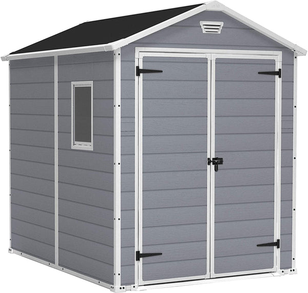 prezzo Casetta da Giardino Porta Attrezzi 185,8x236,8x227 cmin Resina Effetto Legno Keter Manor 6x8 Grigia