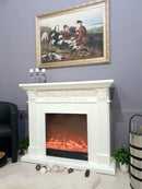 Camino Elettrico da Pavimento 102x120x33 cm Effetto Fiamma 1500W Valencia Bianco