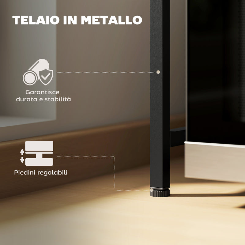 Mensola Porta Microonde Estensibile a 2 Livelli 39,5-64x32x47,5 cm in Metallo Nero   