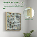 Bacheca Portaoggetti 80x9,5x83 cm a 5 Ripiani Regolabili con Ante in Vetro in Pannello di Particelle Bianco e Rovere      