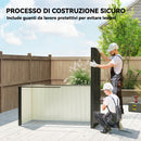 Capanno da Giardino 163x90x179 cm Porta Chiudibile con Prese d'Aria in Metallo Grigio Scuro      