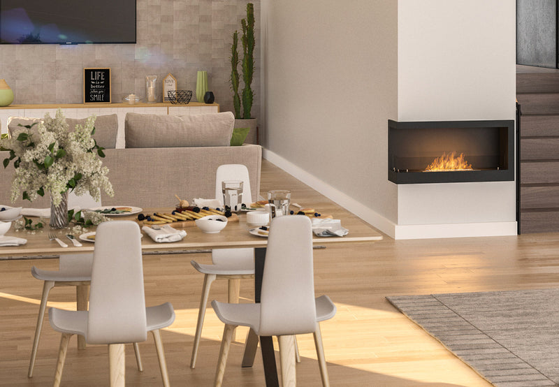 Camino a Bioetanolo da Incasso 90x45 cm Corner 900 Left Nero