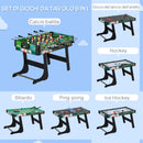 Tavolo da Gioco 6 in 1 Multigioco 118x104x71 cm con Calcio Balilla Biliardo Air Hockey Ping Pong Anelli e Hockey su Prato      