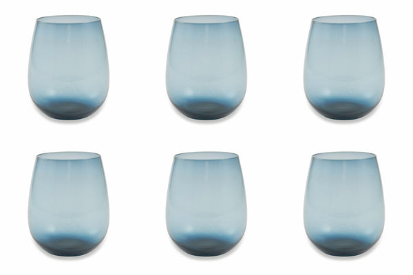 Set 6 Bicchieri Ø6x11 cm in Vetro Villa d'Este Home Tivoli Happy Hour Blu prezzo