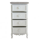 Cassettiera Cuore 4 Cassetti 44x34x90 h cm in Legno di paulownia Bianco