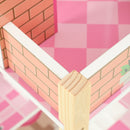 Casa delle Bambole per Bambini 3-6 Anni 59x23,6x69,5 cm a 3 Piani con 10 Mobili e 6 Stanze in MDF e Legno di Pino Rosa      