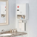 Armadietto Porta Medicinali da Parete 40x15x60 cm a 3 Ripiani con Chiave Anta Ventilata e Vani Portaoggetti in Acciaio Laminato Bianco      