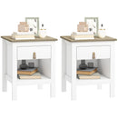 Set 2 Comodini con Cassetto e Ripiano Aperto 45x40x55 cm in Legno Bianco e Rovere   