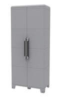 Armadio Portascope Modulare da Esterno 78x43,6x184,4 cm 2 Ante 3 Ripiani in Polipropilene Transforming Grigio e Nero Seconda Scelta