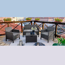 Set da Giardino Divano 2 Poltrone e Tavolino in Polipropilene Antracite