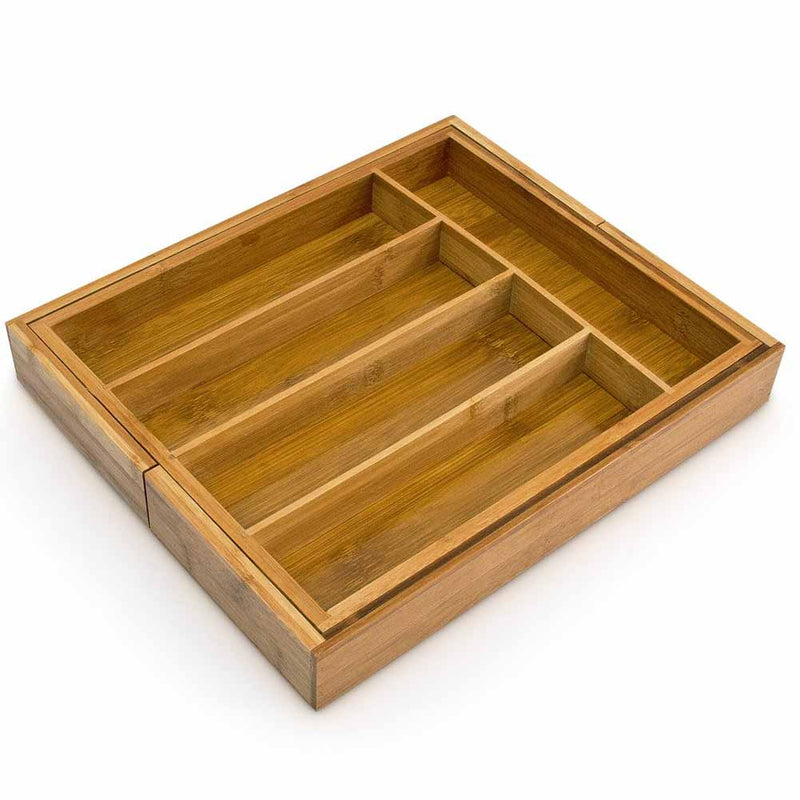 Portaposate Estensibile da Cassetto Cucina Porta Posate in Legno Bambù 37x31cm