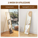 Specchio a Figura Intera Autoportante 40x6x160 cm con Telaio in Metallo Oro   