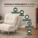 Poltrona Letto Reclinabile Chaise Lounge con Seduta Imbottita Convertibile in Velluto a Coste Beige