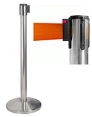 Colonnina Tendinastro 3 metri in Acciaio Inox Spazzolato Ø36x101 cm Nastro Arancione
