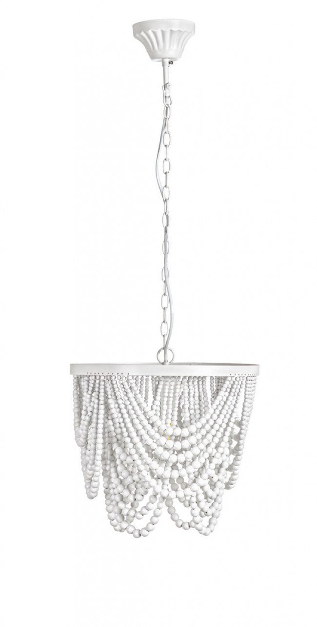 Lampadario Pearl 1 Luce Ø35x31,5 cm E27 in Acciaio e MDF