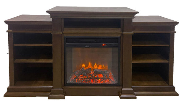 Camino Elettrico da Pavimento Effetto Fiamma 179x48x85 cm 900W/1800W in Legno Noce online