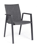 Set 4 Sedie da Giardino 55,5x60x83h cm con Braccioli Odeon Antracite Gr Scuro 