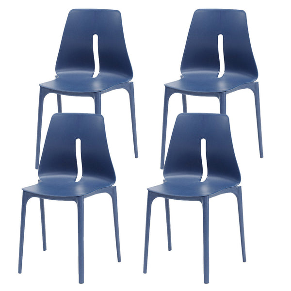 acquista Set 4 Sedie Impilabili 85x50x51 cm in Polipropilene e Fibra di Vetro Lisbona Petrolio
