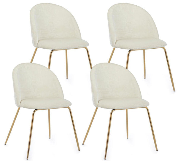 online Set 4 Sedie 49x55x77 cm in Poliestere Effetto Velluto Bianco