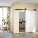 Porta Scorrevole in Stile Country 106,6x213,4 cm con Binario e Maniglia in Legno e Acciaio Bianco e Nero      