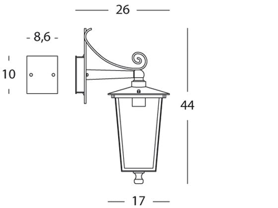 Lampada Applique Lanterna in Basso Colore Bianco e Oro per Esterno Linea White Livos