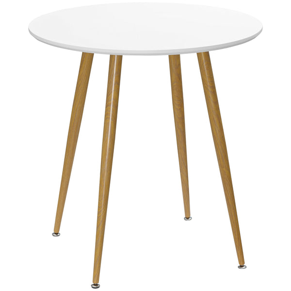 prezzo Tavolo da Pranzo Rotondo per 2 Persone Ø72x75 cm in MDF e Metallo Bianco e color Legno