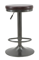 Sgabello Imbottito Round Ø38x60-82 cm in Ferro e Spugna e PU Marrone e Grigio
