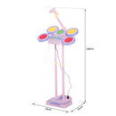 Set Batteria Giocattolo per Bambini con Microfono Rosa 
