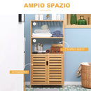 Mobiletto Bagno 2 Ripiani 2 Ante 60x30x120 cm in Bambù