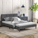 Struttura Letto Matrimoniale con Testiera 141x207x88 cm in Tessuto effetto Lino Grigio  