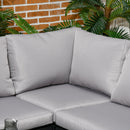 Set Salotto da Giardino Divano Angolare e  Tavolino in Acciaio Grigio e Nero